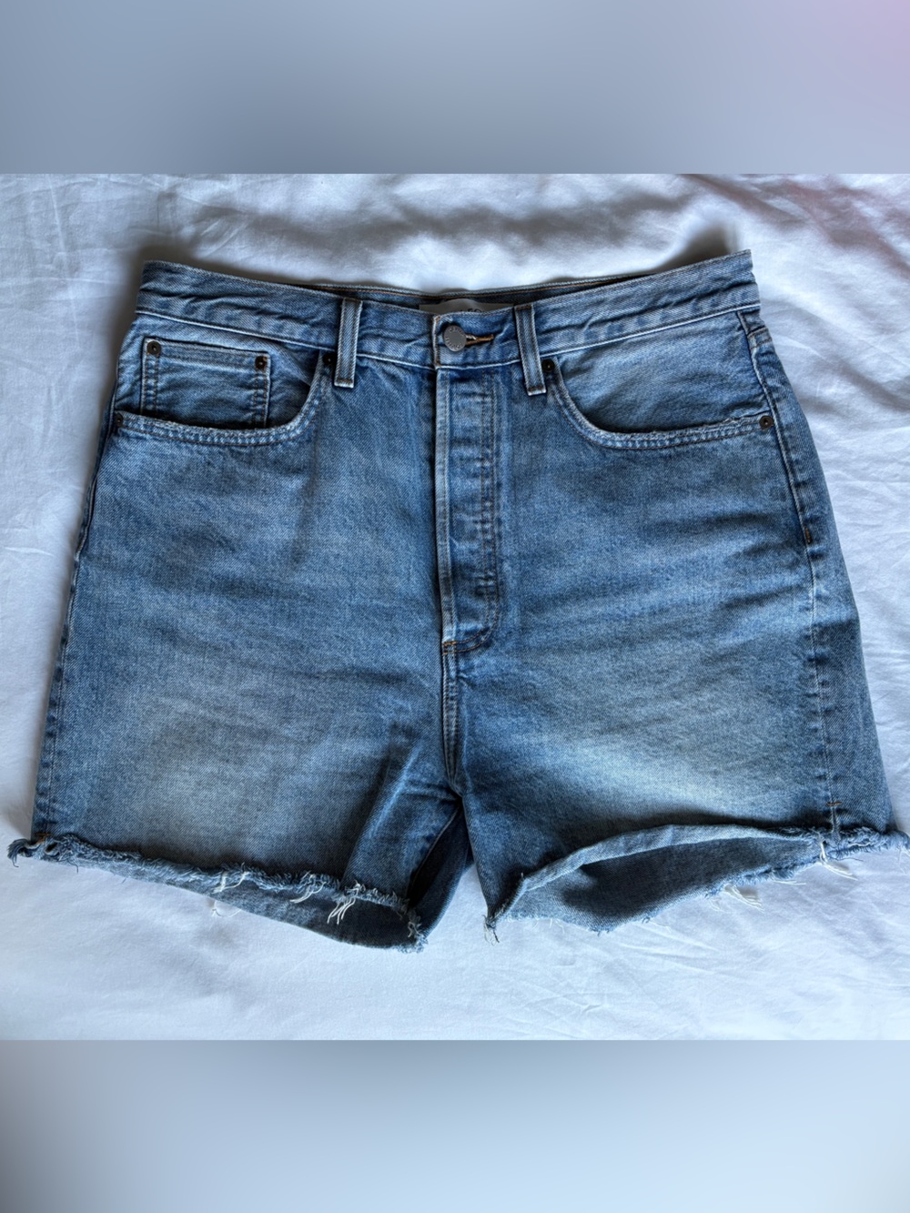 Aritzia Denim Forum Yoko Mid Thigh Shorts